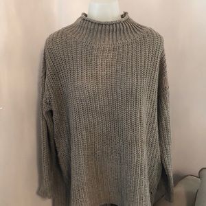 Umgee high neck tunic cable knit sweater
